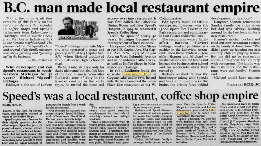 Lakewood Inn - 2003 Article On Speed Eddinger (newer photo)